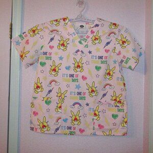 Vtg Y2K It's Happy Bunny Scrub Top M One Of Those Days Dentist Medical Nurse Dr